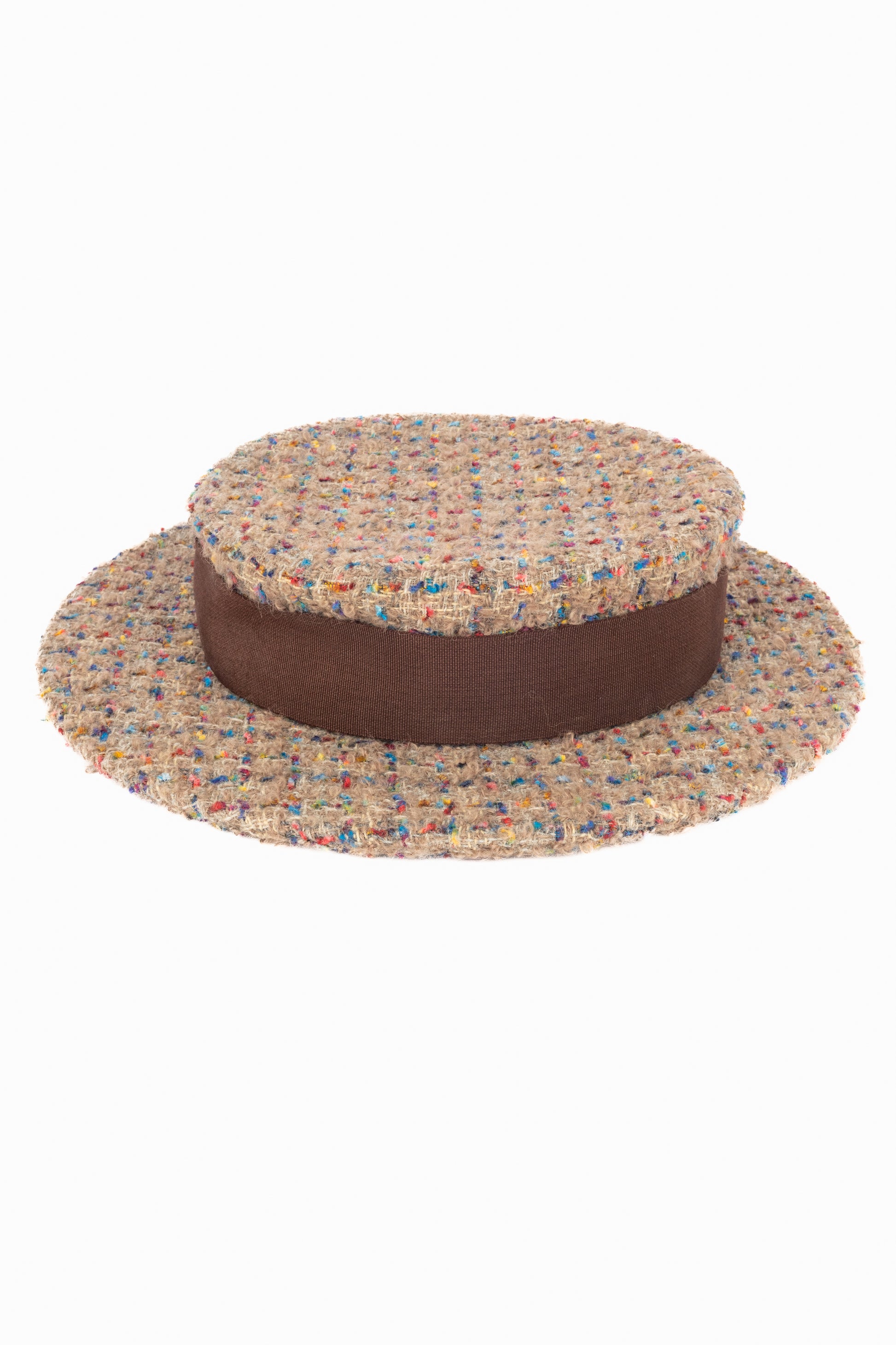 Chapeau canotier Chanel en tweed