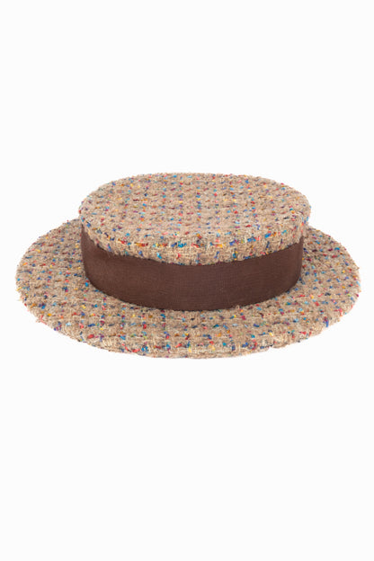 Chapeau canotier Chanel en tweed
