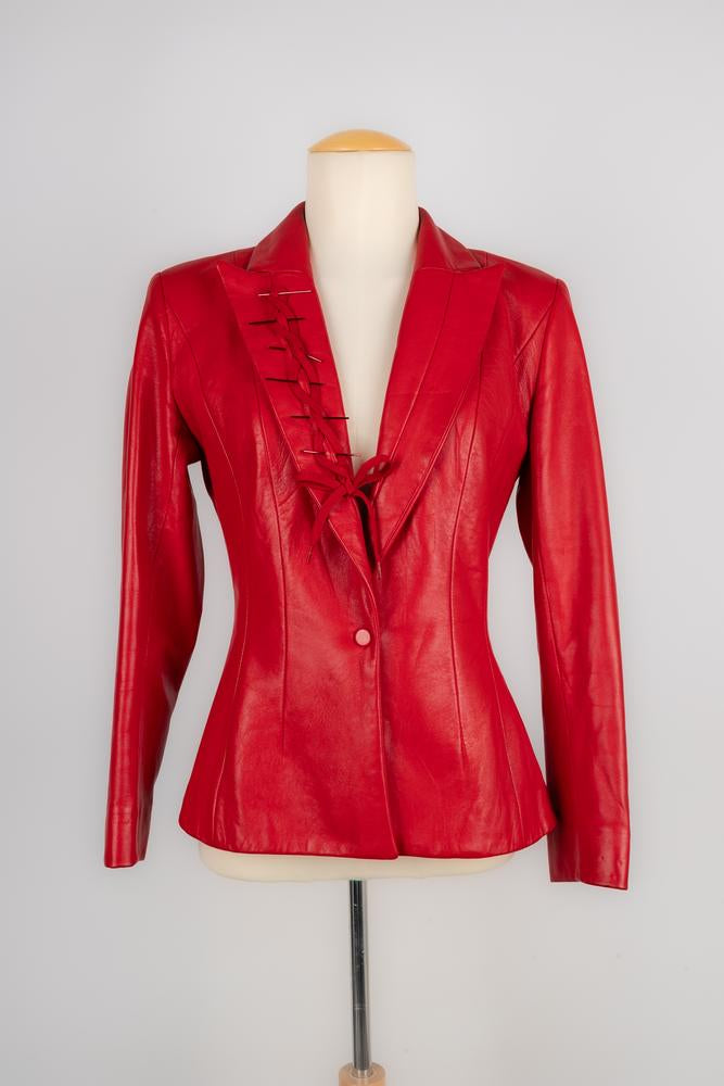 Veste et bustier en cuir Thierry Mugler