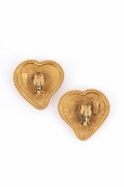 Boucles d'oreilles coeur Yves Saint Laurent 1980's