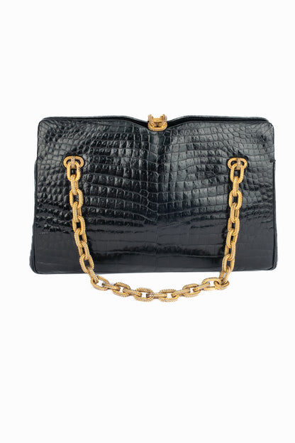 Sac en crocodile noir Morabito