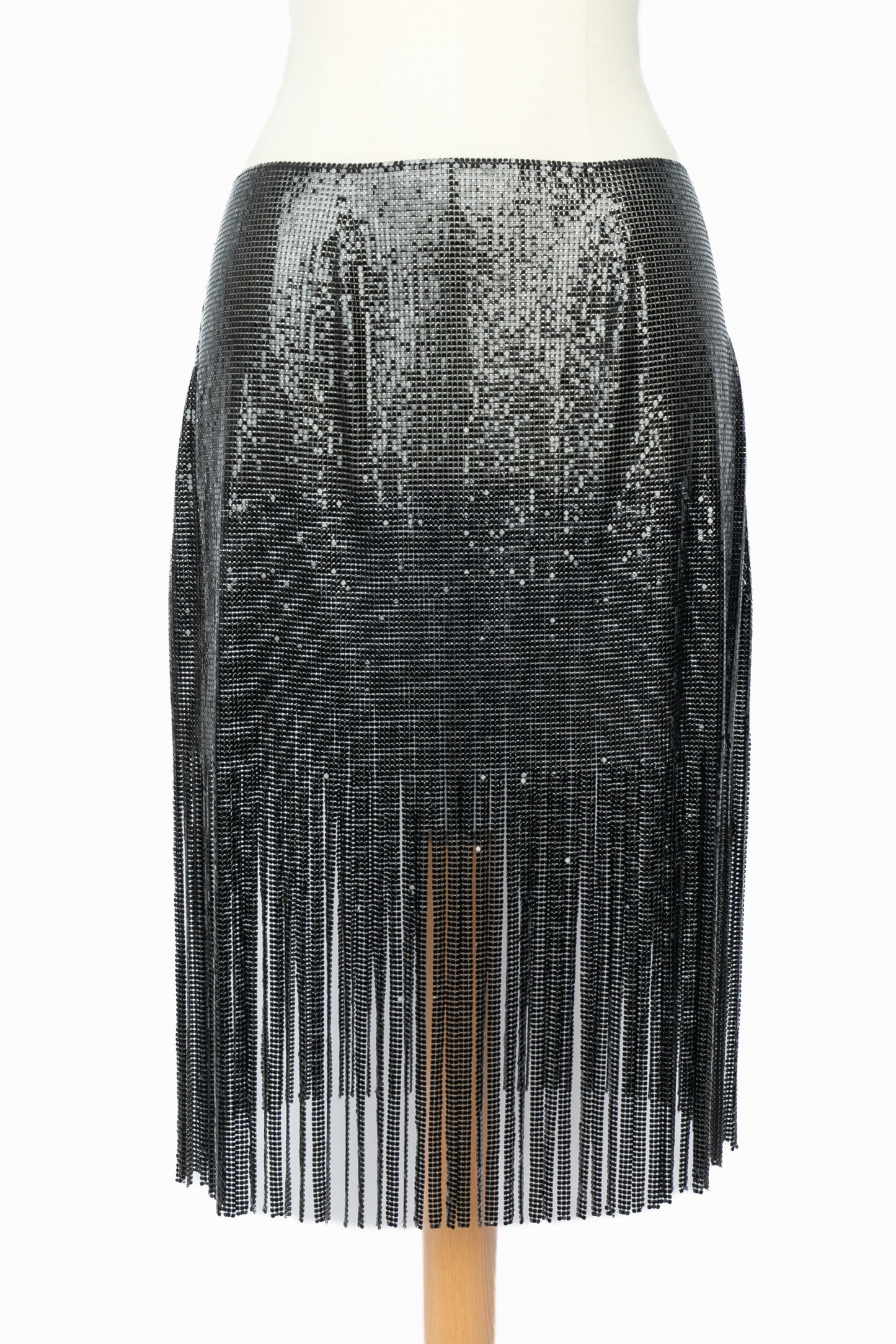 Jupe métallique noire Paco Rabanne