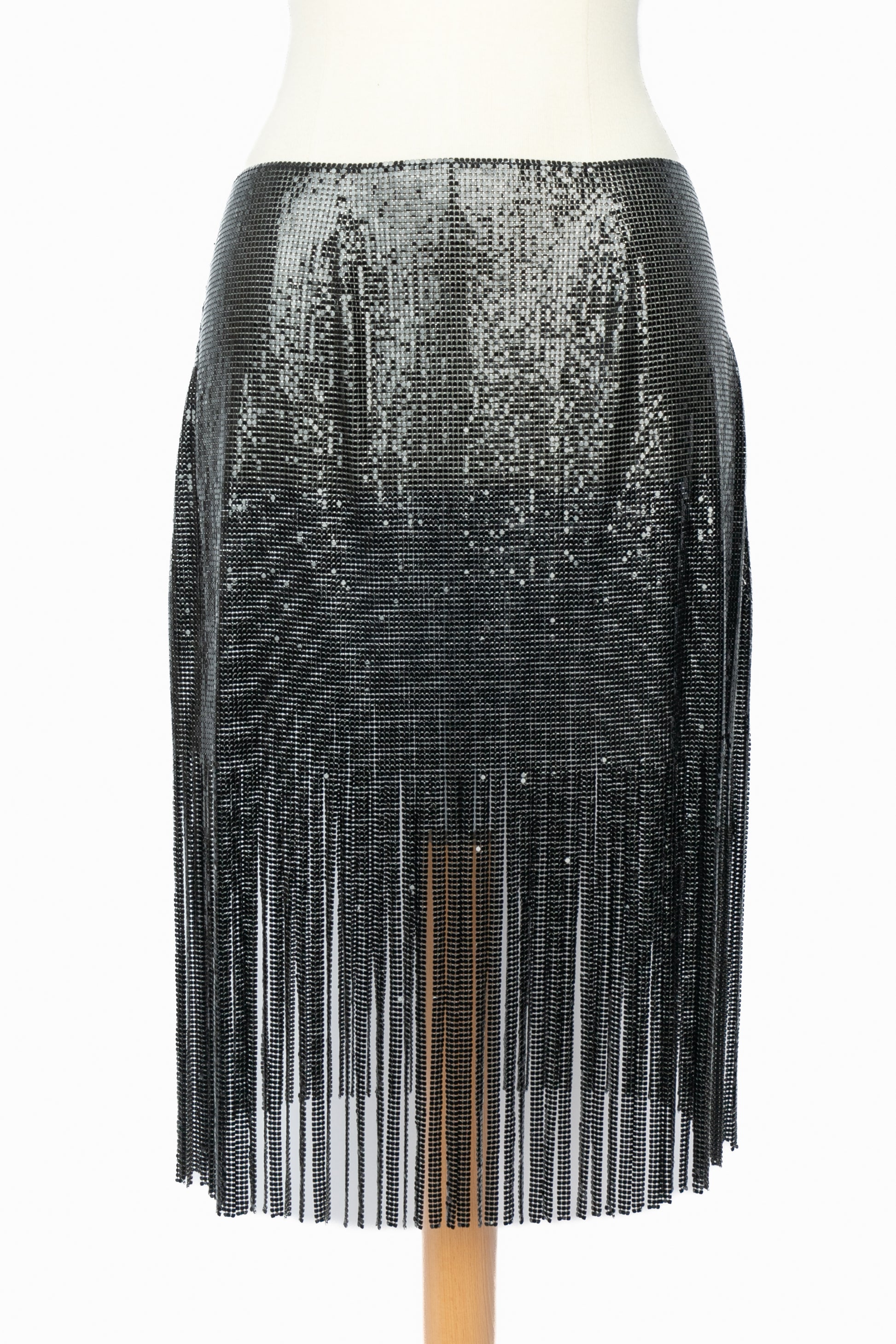 Jupe métallique noire Paco Rabanne