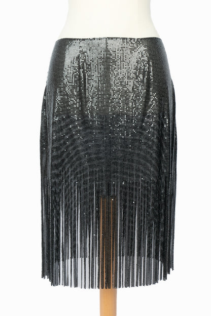 Jupe métallique noire Paco Rabanne