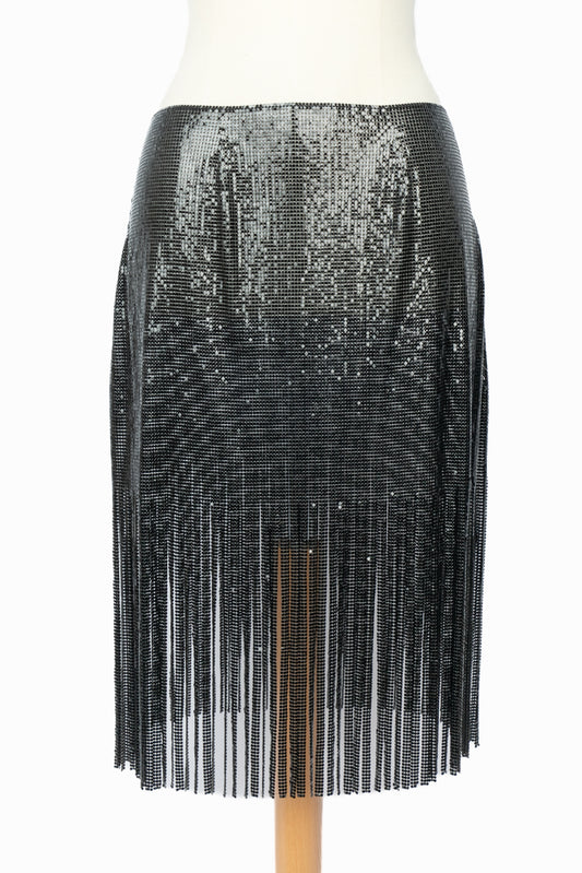 Jupe métallique noire Paco Rabanne