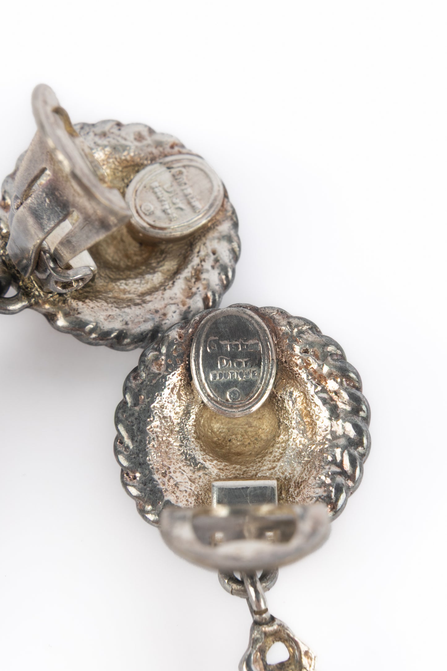 Boucles d'oreilles argentées Dior 1994