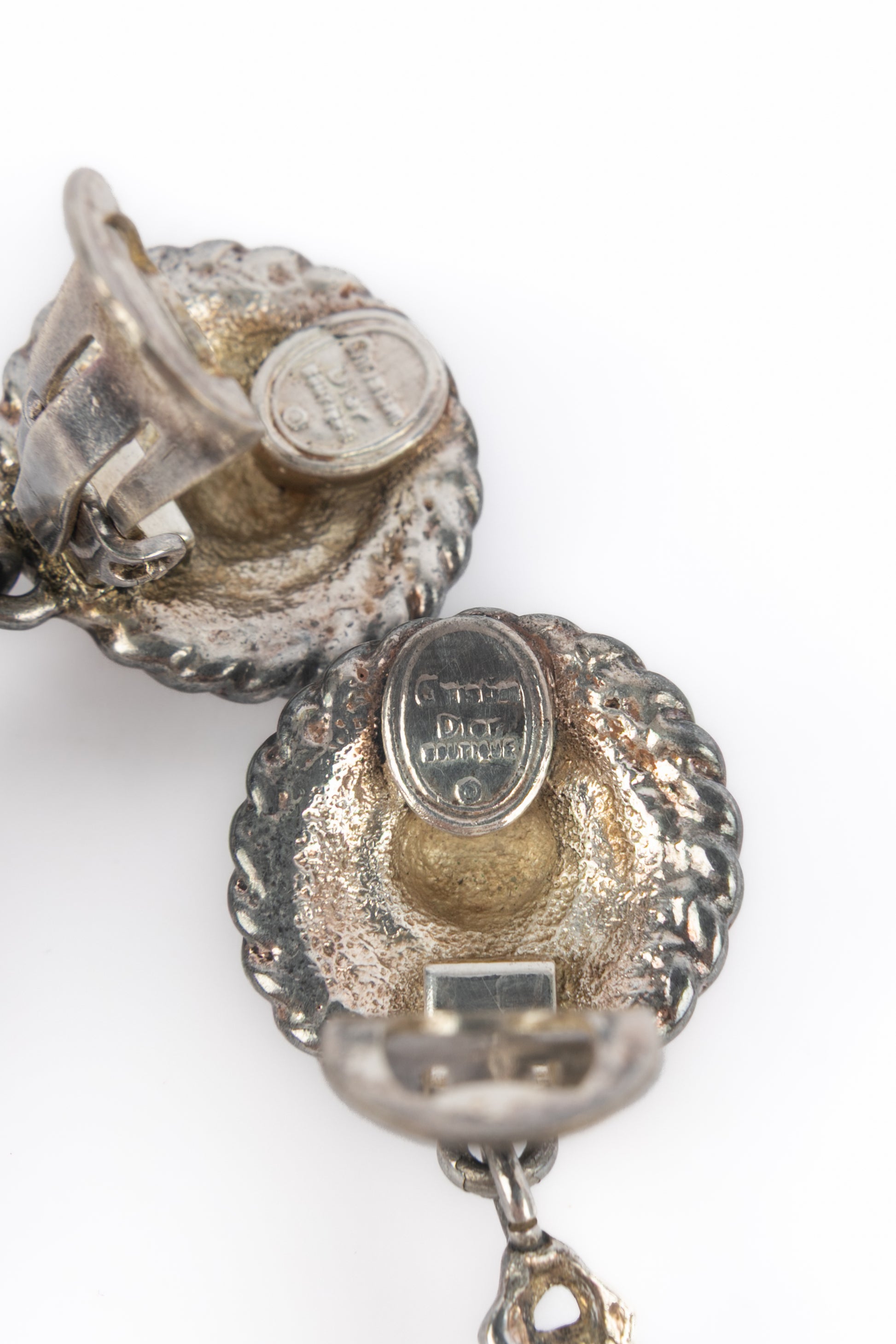 Boucles d'oreilles argentées Dior 1994