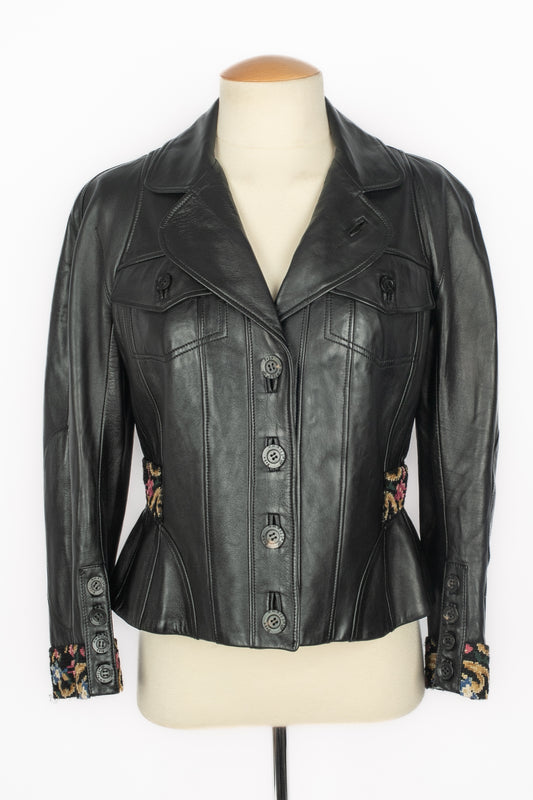 Veste en cuir John Galliano