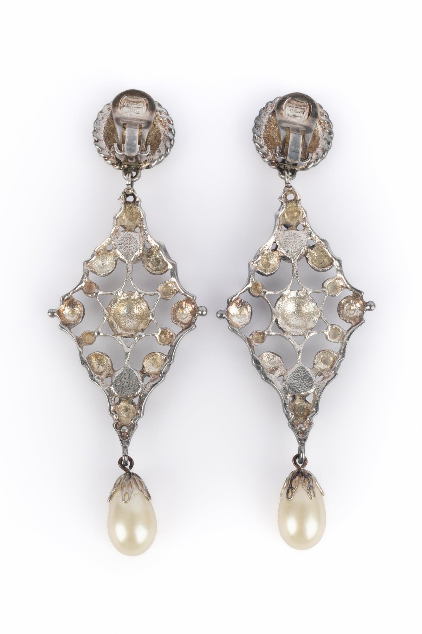 Boucles d'oreilles argentées Dior 1994