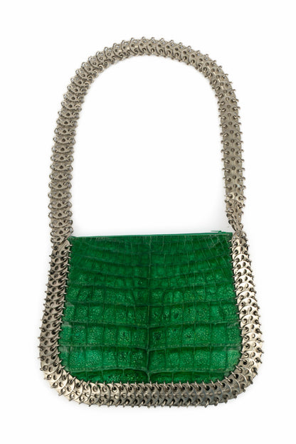 Sac en cuir vert Paco Rabanne