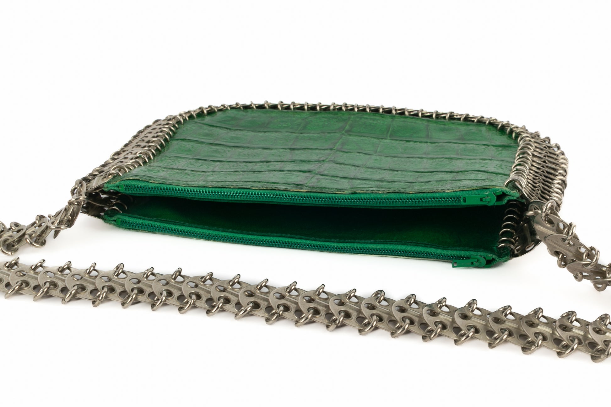 Sac en cuir vert Paco Rabanne