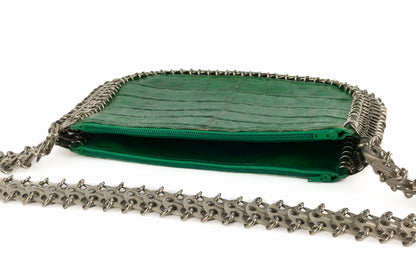 Sac en cuir vert Paco Rabanne