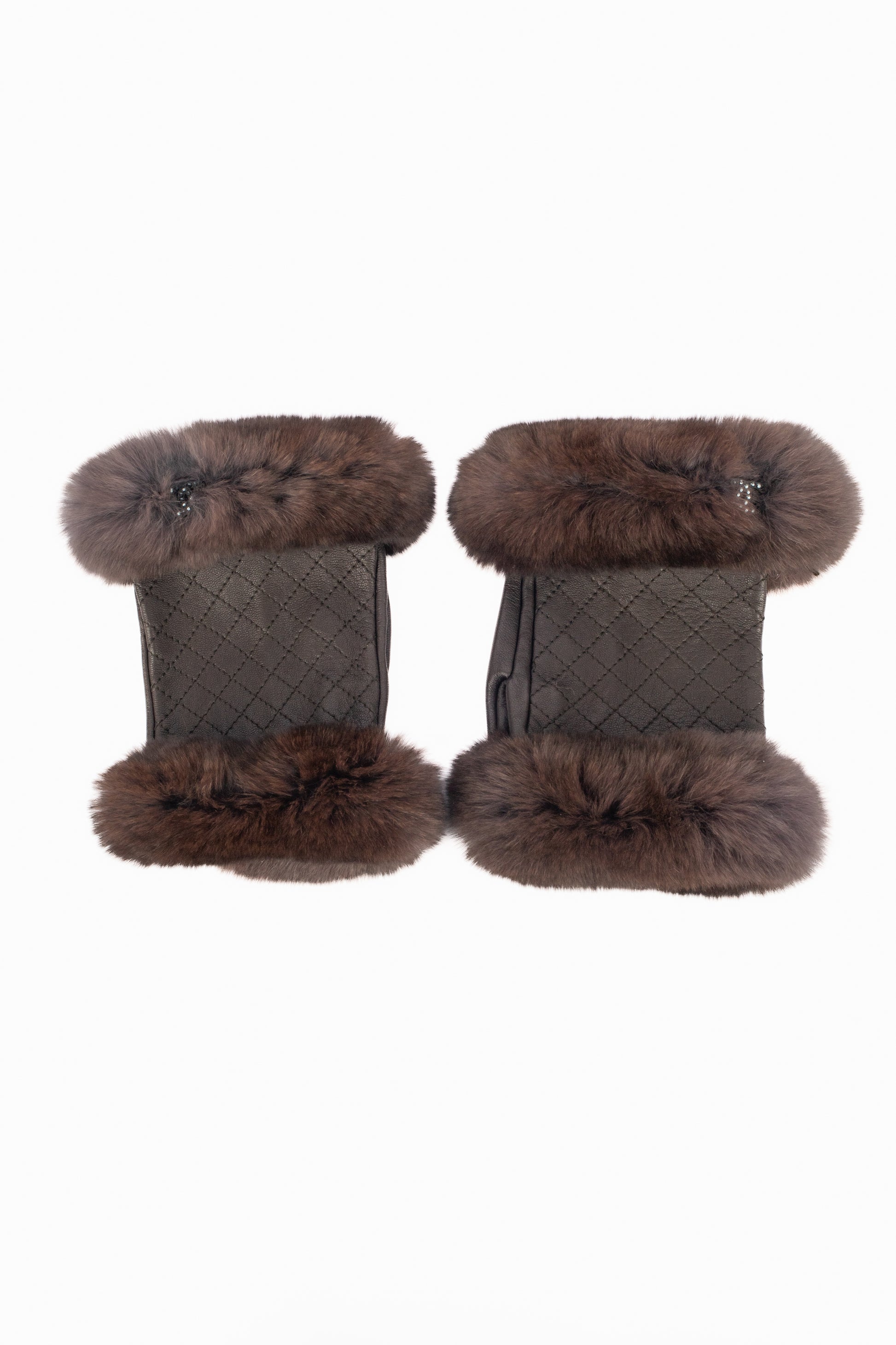 Mitaines en cuir et fourrure Chanel 