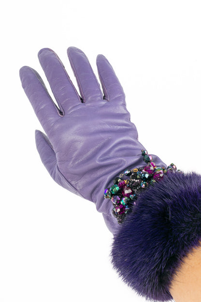 Gants en cuir et fourrure