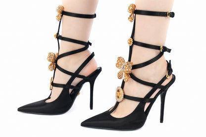 Escarpins en satin noir Versace