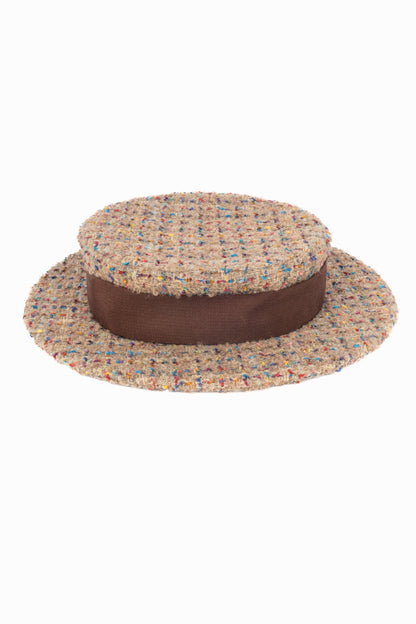 Chapeau canotier Chanel en tweed