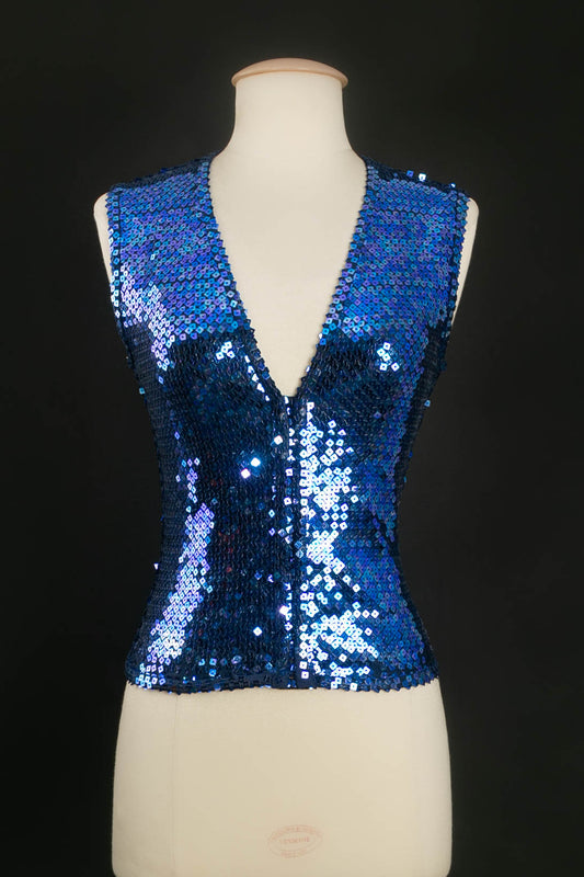 Gilet bleu à sequins Chantal Thomass