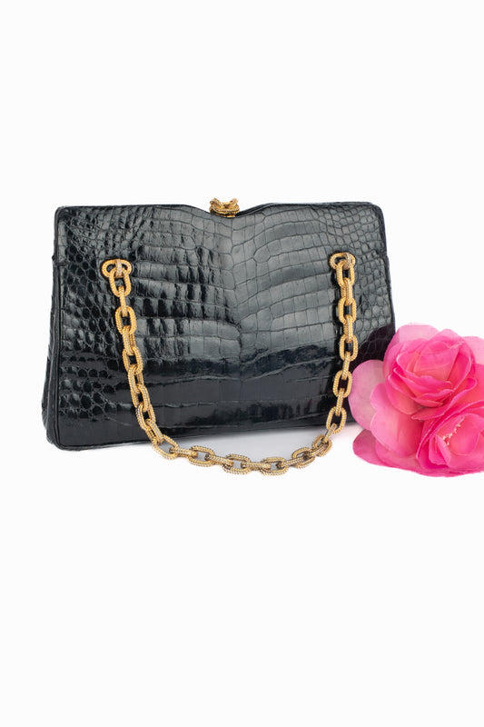 Sac en crocodile noir Morabito