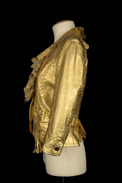 Veste en cuir doré Cavalli