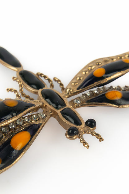 Broche libellule en pâte de verre