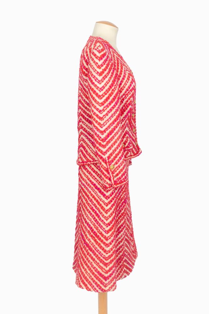 Tailleur rouge et blanc Chanel Haute Couture
