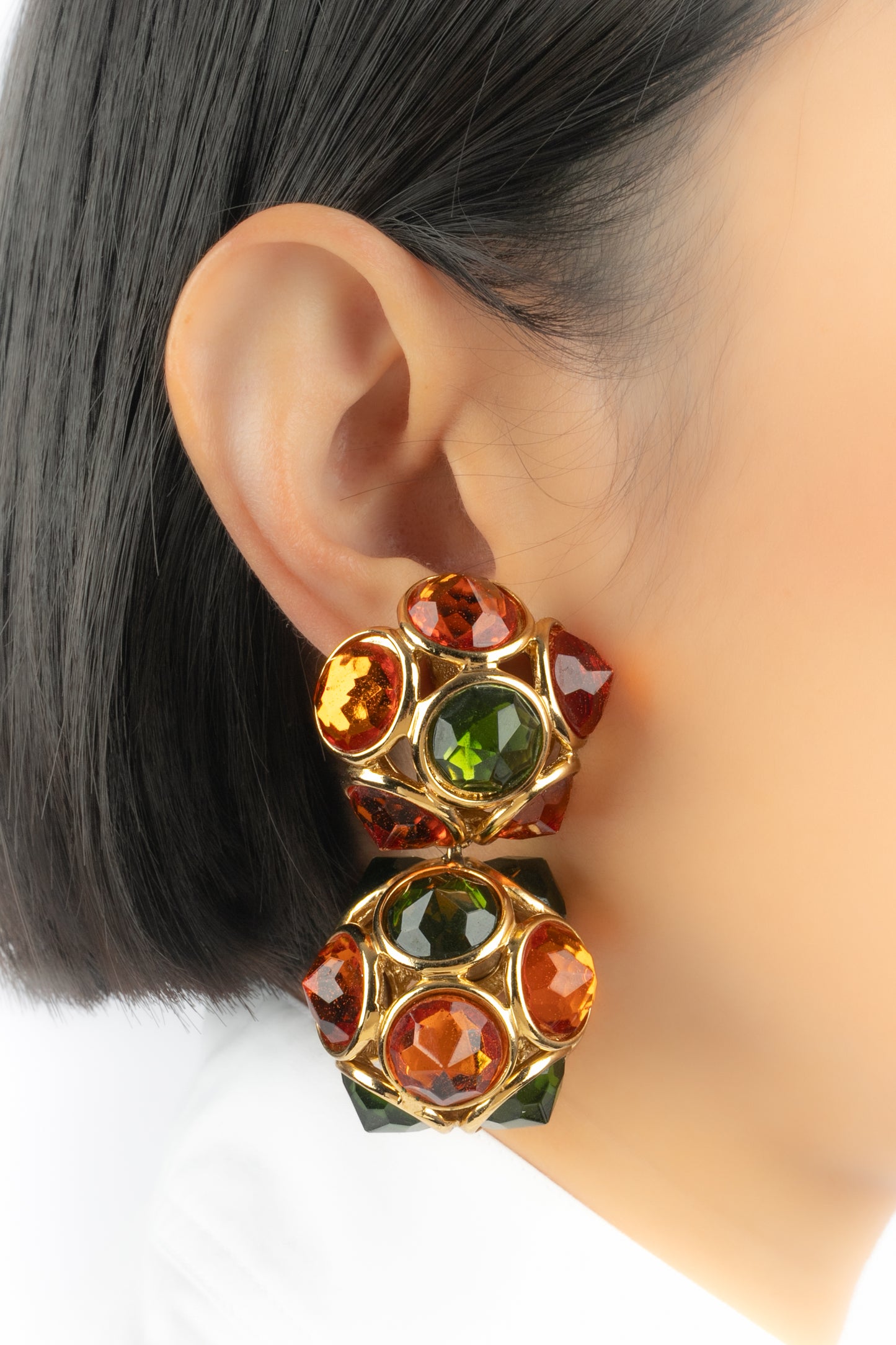 Boucles d'oreilles oranges Yves Saint Laurent