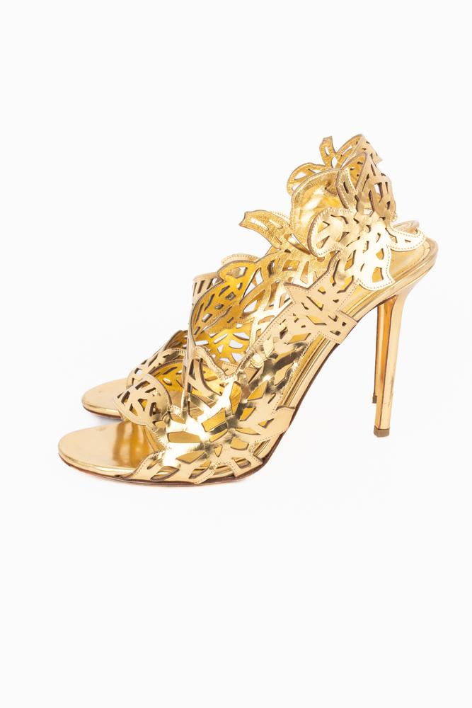 Escarpins en cuir doré Sergio Rossi