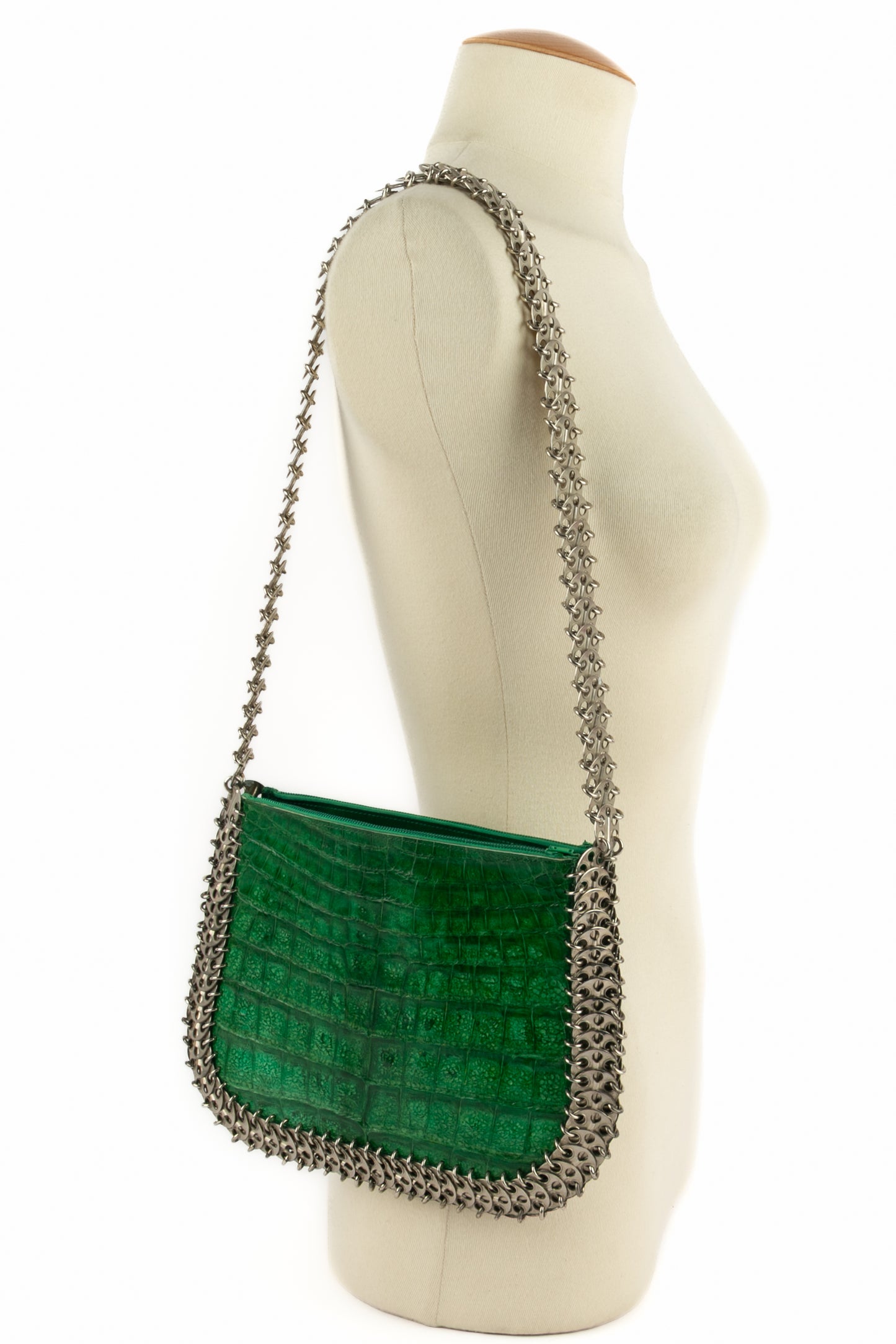 Sac en cuir vert Paco Rabanne