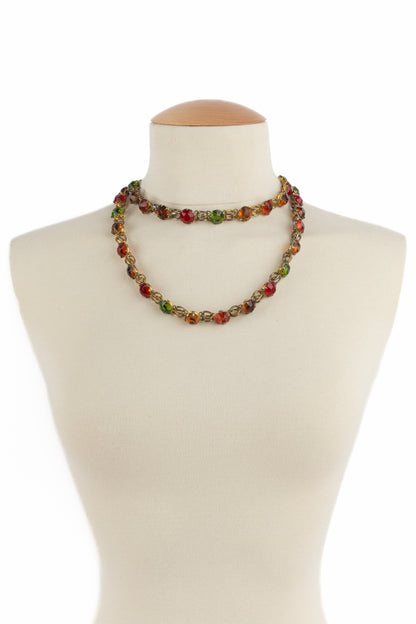 Collier de strass multicolore 1960's