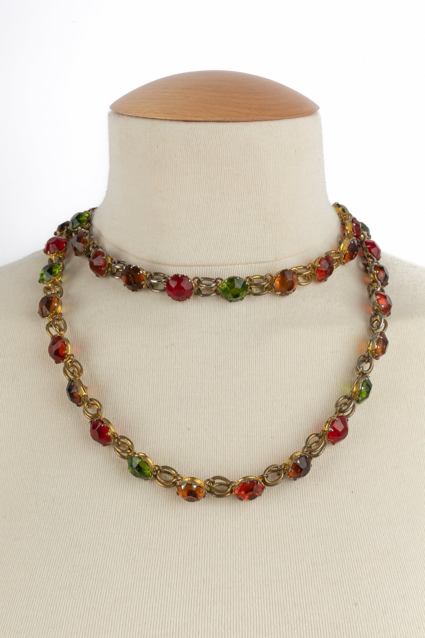 Collier de strass multicolore 1960's