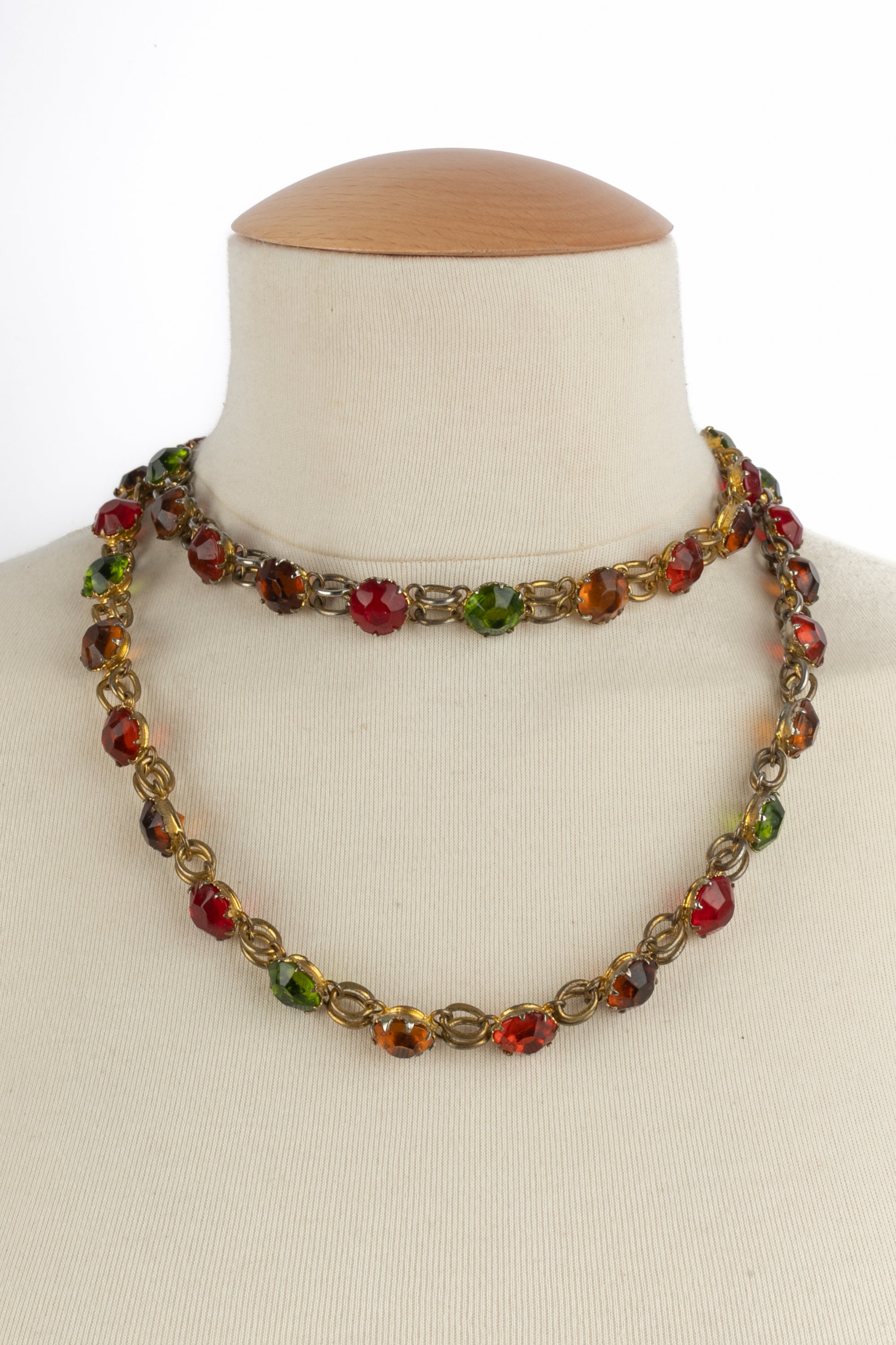 Collier de strass multicolore 1960's