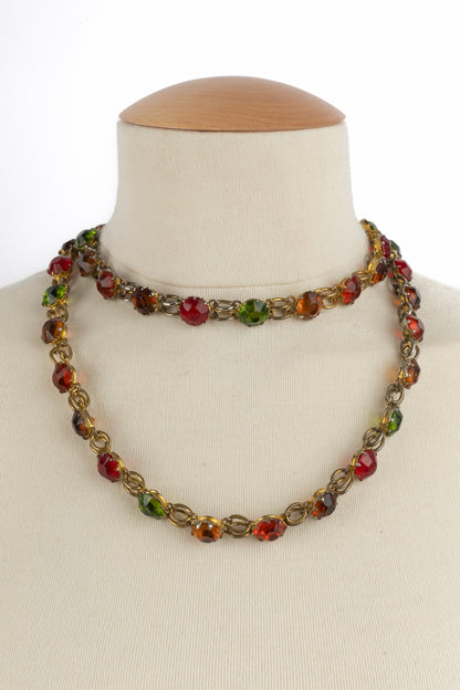 Collier de strass multicolore 1960's
