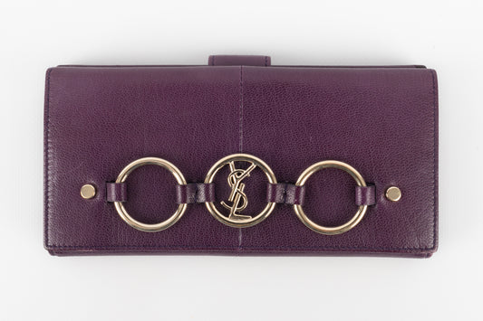 Portefeuille en cuir violet Yves Saint Laurent