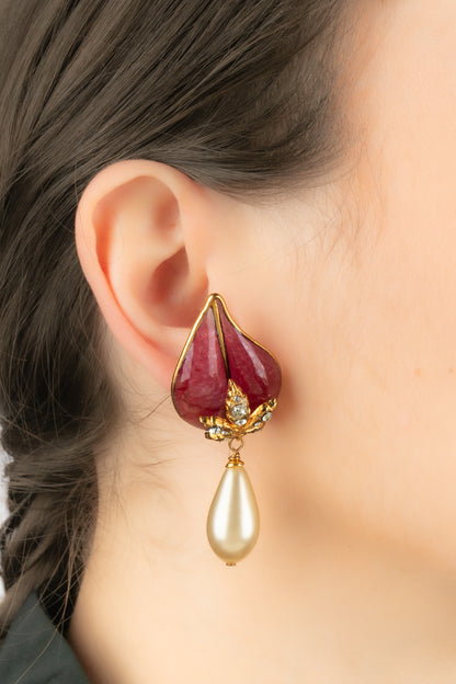 Boucles d'oreilles roses Augustine