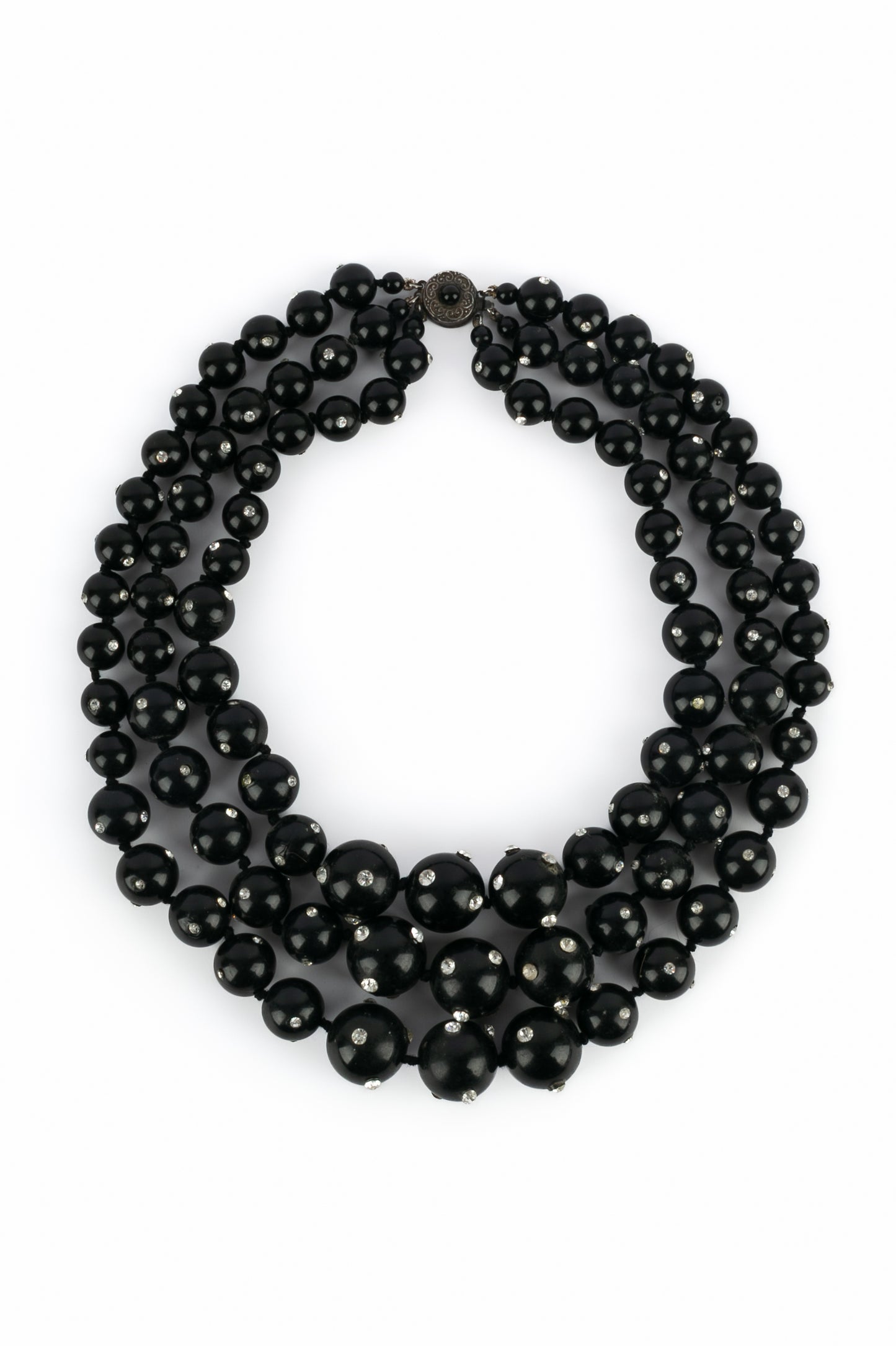 Collier de perles bakelite noire