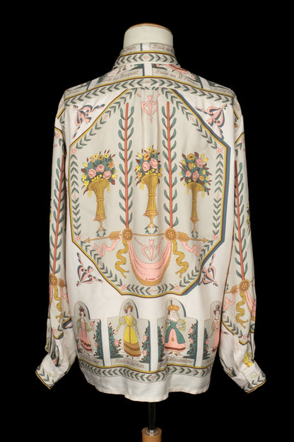 Chemise en soie "Huile Rafraichissante à l'usage de la Toilette parfumée" Hermès
