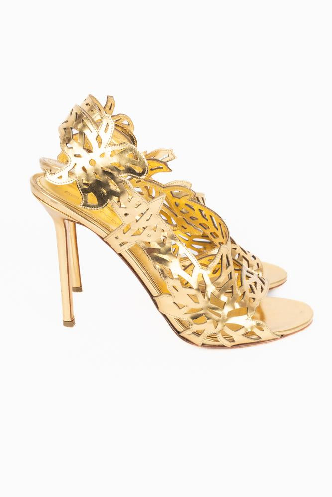 Escarpins en cuir doré Sergio Rossi