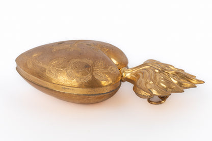 Ex-voto coeur en métal doré 