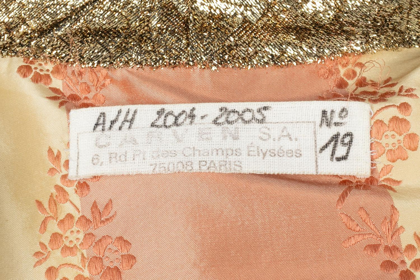 Veste dorée Carven Haute Couture Automne 2004-2005