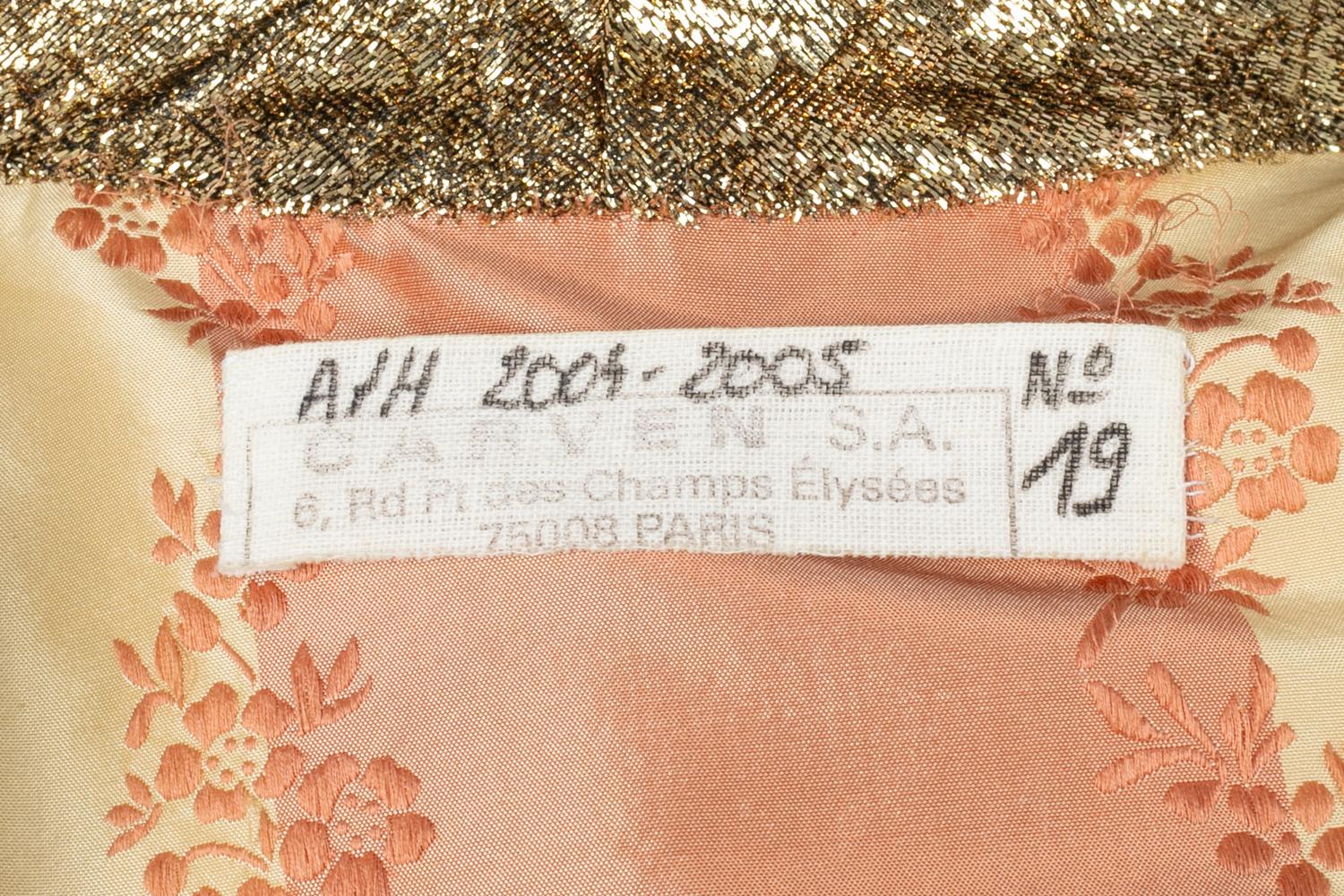 Veste dorée Carven Haute Couture Automne 2004-2005