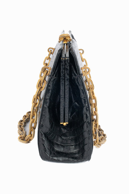 Sac en crocodile noir Morabito