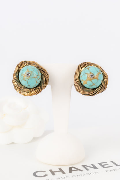 Boucles d'oreilles turquoises Chanel