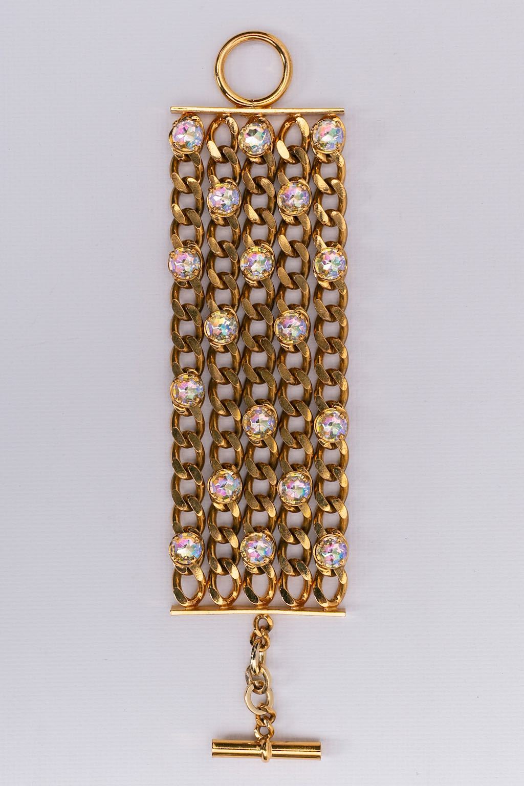 Bracelet doré et strass Chanel