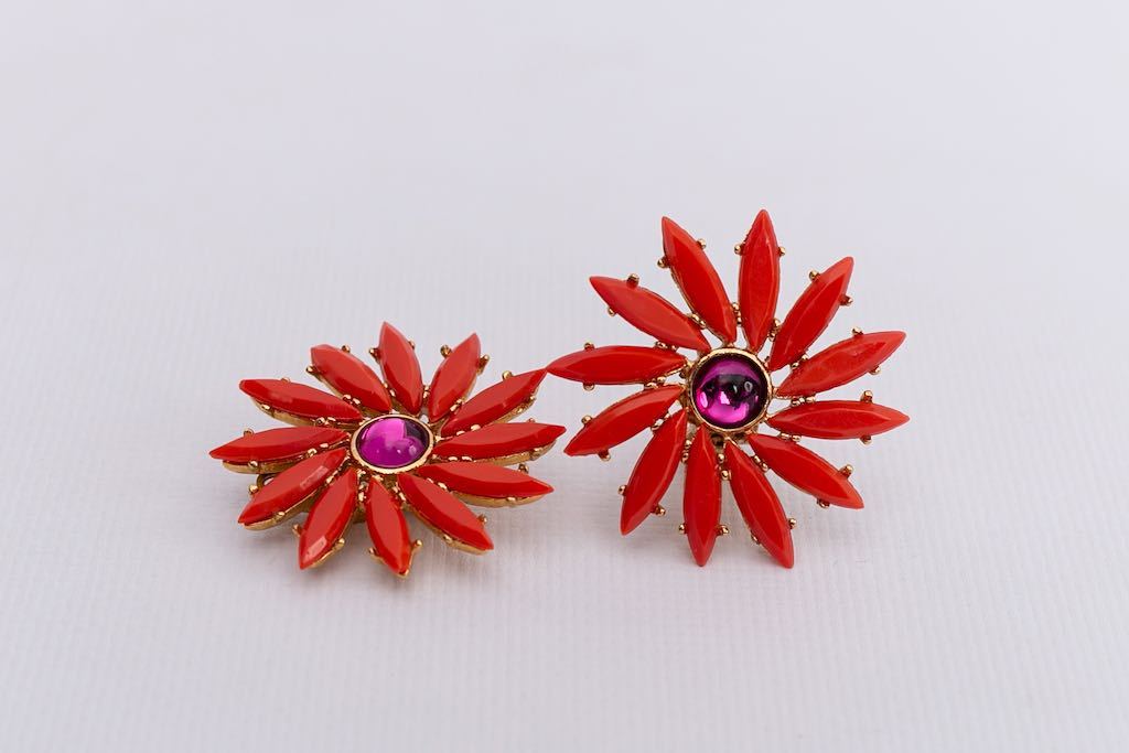 Boucles d'oreilles oranges Yves Saint Laurent