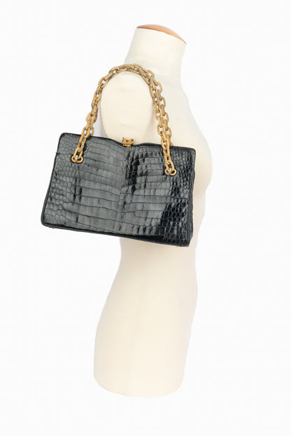 Sac en crocodile noir Morabito