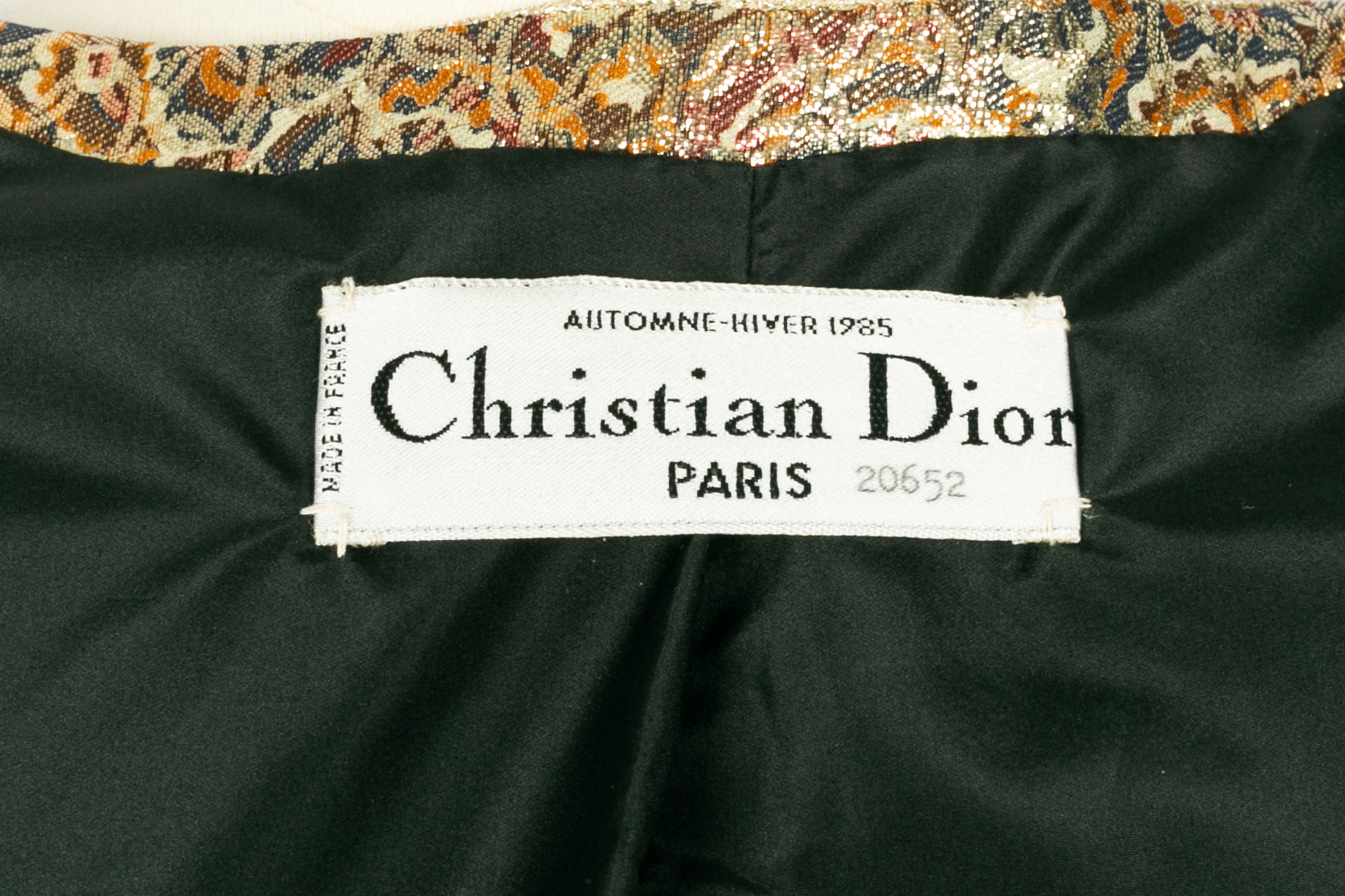 Veste Christian Dior Haute Couture Hiver 1985