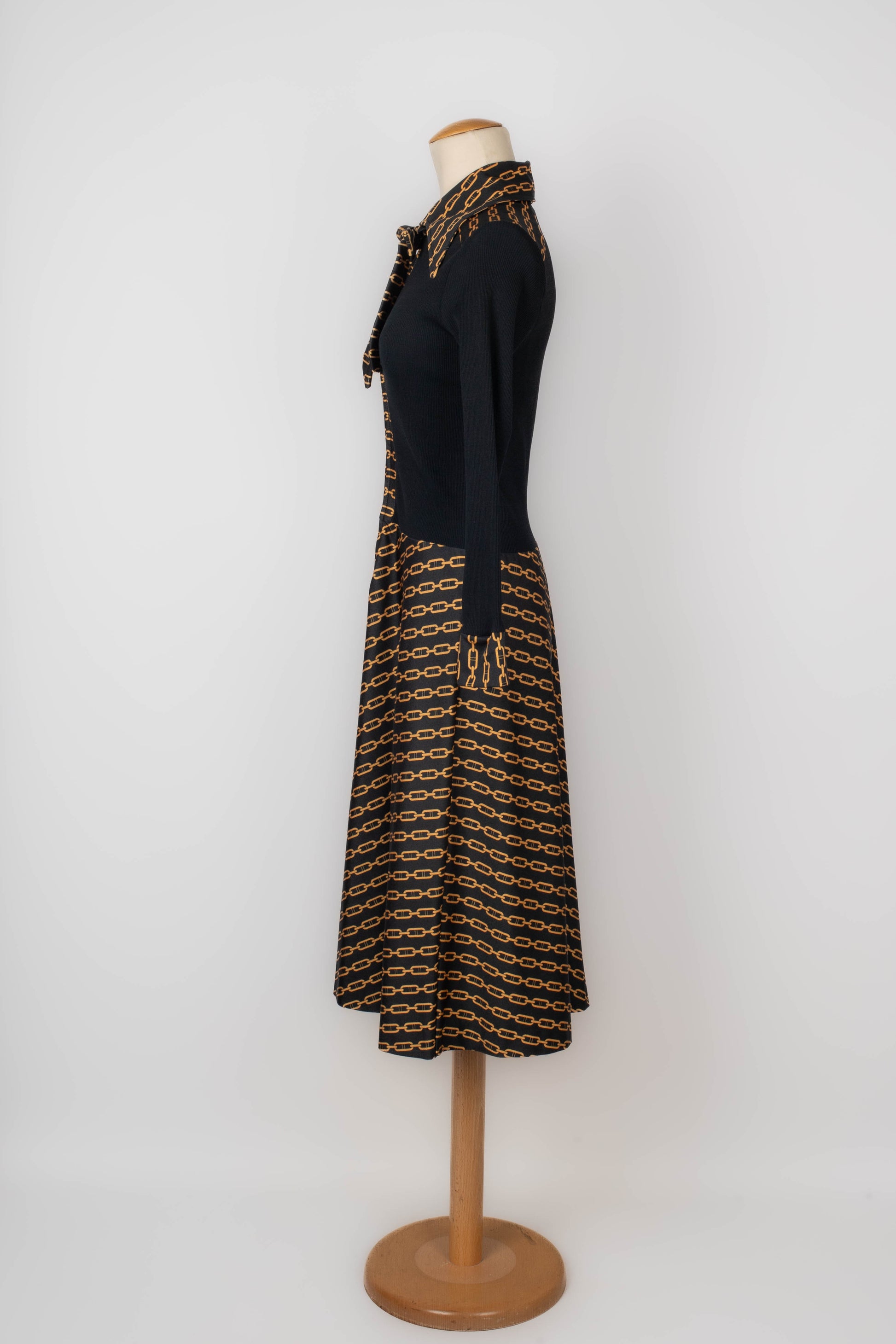 jersey dress vintage Vintage 70s Striped Yellow Jersey Dress| Red Black White Stripes| VFG