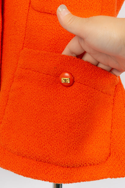 Veste orange Chanel 1990's