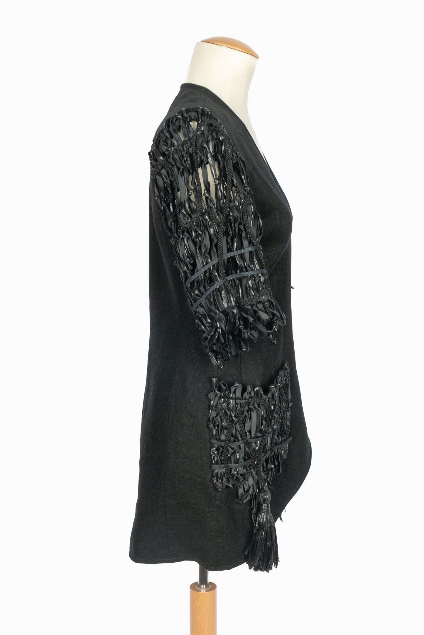 Veste en lin noir Christian Lacroix 1990's