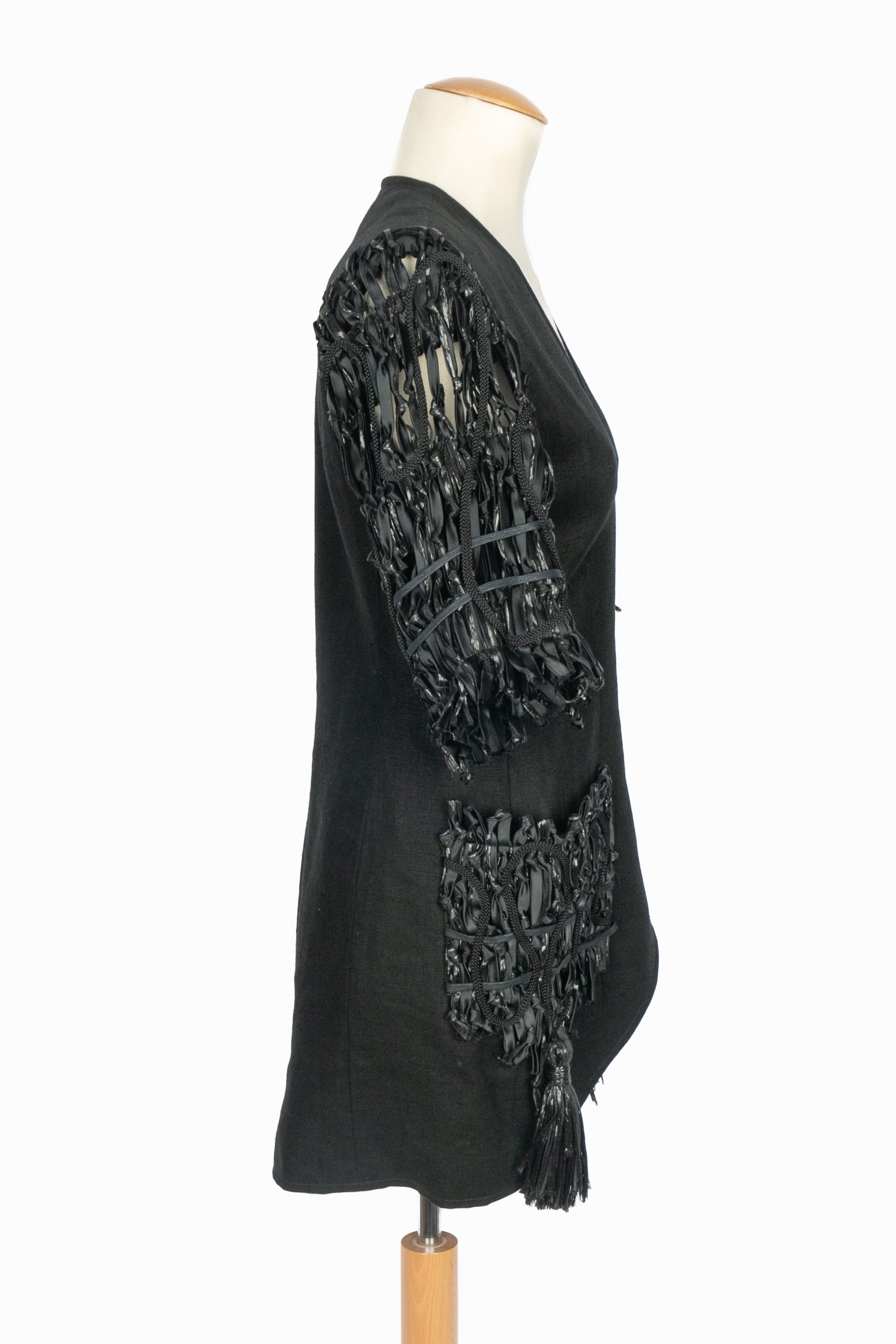 Veste en lin noir Christian Lacroix 1990's